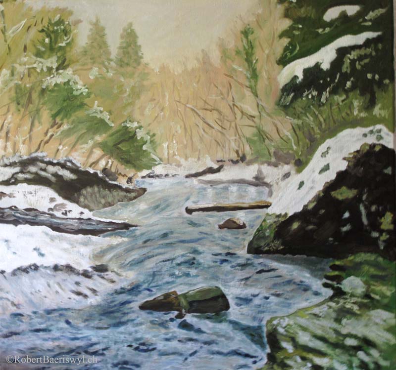peinture de l'Orbe, une rivière vaudoise