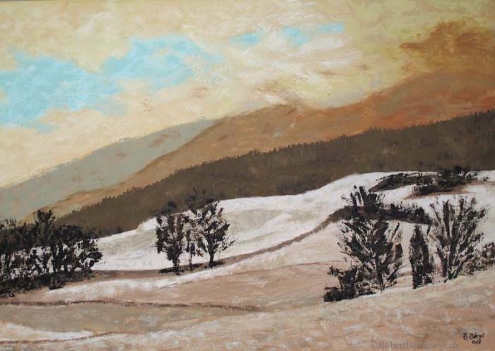 peinture du ciel hivernal de la campagne près de Romainmôtier