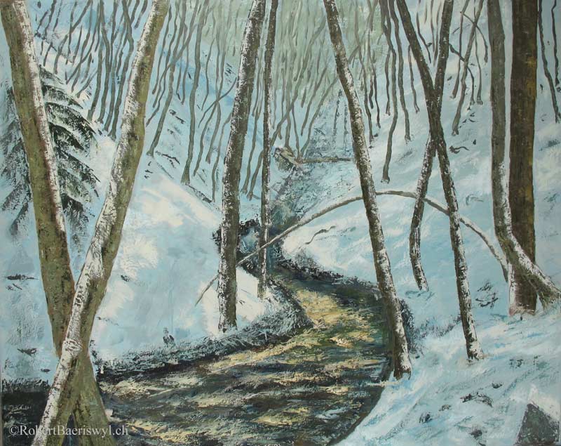 peitnure du Nozon sous la neige