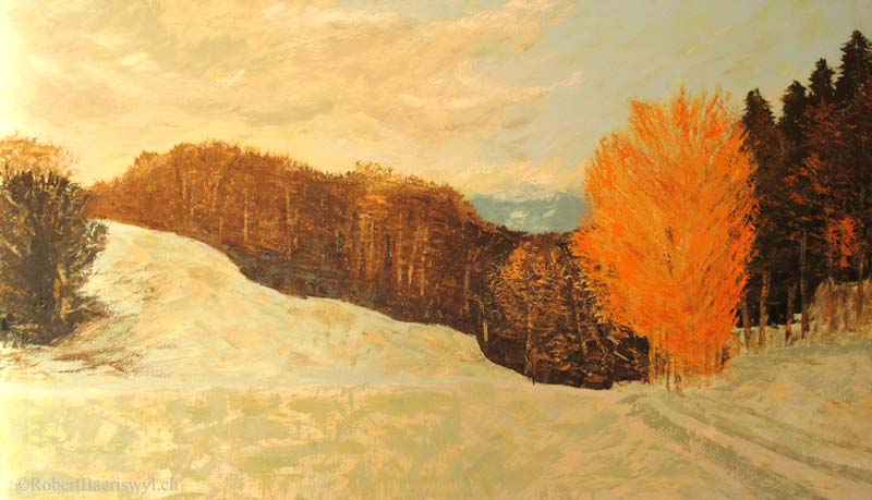 peinture de la campagne hivernale près de Romainmôtier