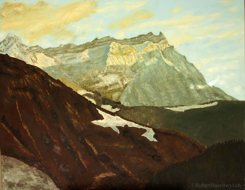 peinture des Dents de Morcles en hiver