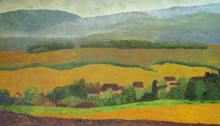 peinture du village de la Chaux et de la campagne environnante