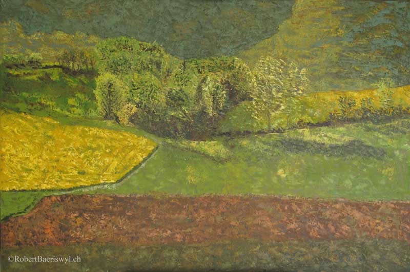 peinture de la campagne avoisinant Rances dans le canton de Vaud